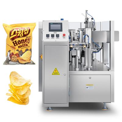 China Food Automatic Premade Bag Packing Machine Snack Food Pouch Nitrogen Popcorn Potato Chip Packing Machine for sale