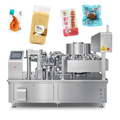 China Food Automatic Plastic Food Premade Bag Packing Machine Quail Egg Cooked Snack Food Rotary Vacuum Packing for sale