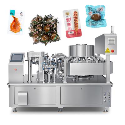 China Food Automatic Sliced Bacon Chicken Meat Hot Dog Quail Egg Cooked Food Vacuum Premade Bag Packing Machine for sale