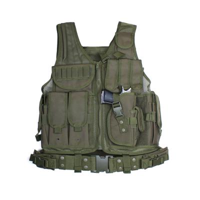 China NcDe Nylon Breathable Tactical Vest With Hold Belt CS Suction Military Cross Combat Training Army Outdoor Fully Adjustable Green for sale