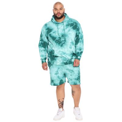 China Z0958 wholesale breathable tracksuits for men tie-dyed plus size mens hoodies and shorts plus size fit mens suit for sale