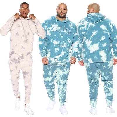 China Z9033 New Breathable Hot Sale Mens Jogger Set Tie Dye Printing Hoodie Fleece Plus Size Pullover Mens Hoodies Men Tracksuit for sale