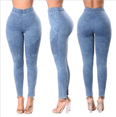 China Fade Proof Z0856 2022 Color Fade Proof Elastic Waist Women's Jeans Female Oversize Pants Ladies Long Skinny Casual Slim Fit Pants for sale