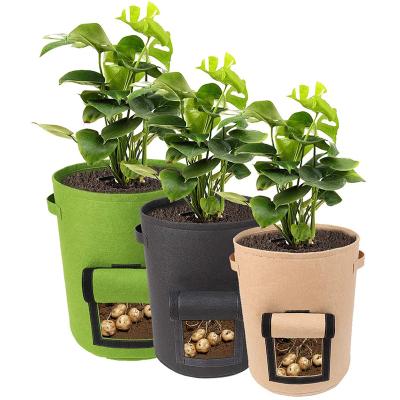 China Polyester Ruled Aeration Fabric Plant Grow Bag Pot Garden Ruled Planting Bags Potato Planter Grow Bags for sale