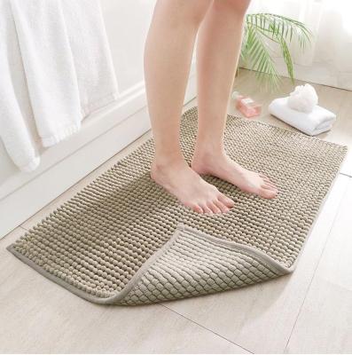 China Super Absorbent Non-slip Washable Shaggy Chenille Bath Mats Water Machine Wash Bathroom Mats for sale