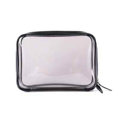 China Biodegradable Waterproof Cosmetic Bags Transparent PVC Zipper Toiletry Bag Travel Makeup Bag Portable Clear Pouch for sale