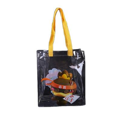 China Factory Recyclable Customize Good Quality Fashion Hologram Laser Clear PVC Tote Bag Packaging Promotion Gift Plastic Bags Custom Logo for sale