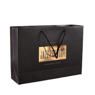 China Luxury Black Biodegradable Gift Kraft Take Away Shopping Paper Bag With Logo Ribbon Handles Bags Custom Recyclable Paper Shopping Bags for sale