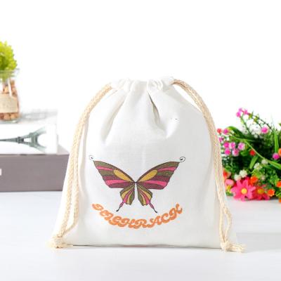 China 100% Eco-Friendly Custom Logo Design Cotton Canvas Packaging Drawstring Bags Eco Friendly Reusable for sale