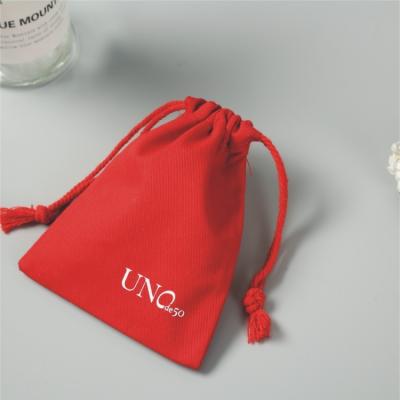 China 100% Eco-Friendly Wholesale Cheap Custom Cotton Drawstring Bags Logo Design Recyclable Small Red for sale