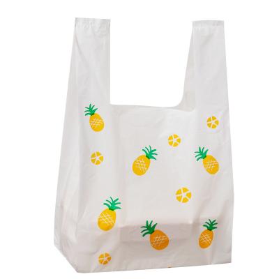 China BIODEGRADABLE printed vest handle shopping bags 100% biodegradable plastic T-shirt bags wholesale for sale