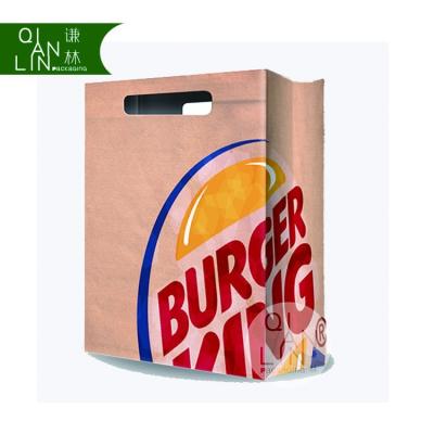 China Recyclable Custom Cheap Food Brown Kraft Paper Bags With Handles for sale