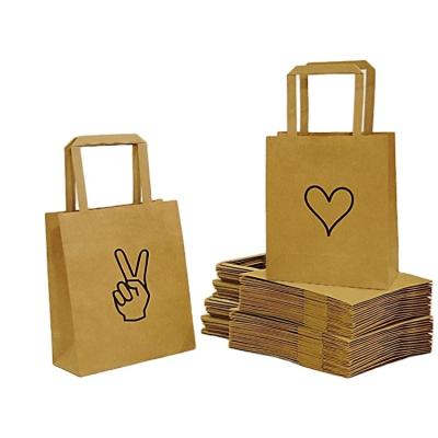 China Eco Friendly Custom Logo Printed Grocery Recyclable Personalized Kraft Paper Bag With Handle for sale