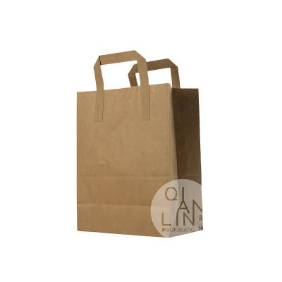 China Recyclable Custom Flat Handle Food Grade Take Away Paper Burger Packaging Bag for sale