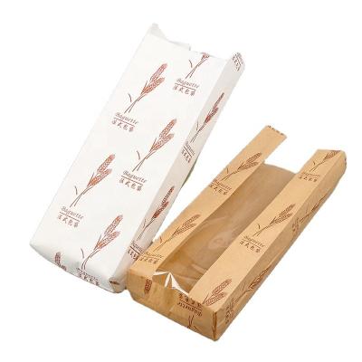 China Eco-Friendly Personalized Recyclable Custom Printed Brown Wax Oil Proof French Baguette Kraft Paper White Bread Bag for sale