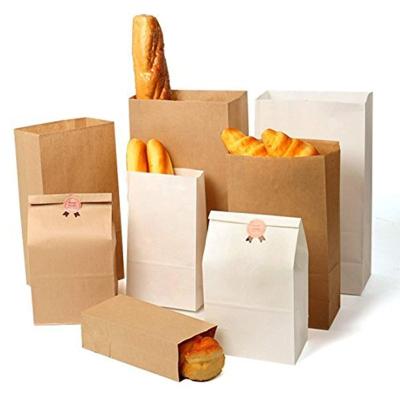 China Recyclable Durable White Takeaway Kraft Paper Bags Small Brown Tote Bread Lunch Paper Bag For Snack for sale