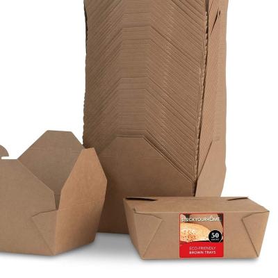 China Eco Togo Container Disposable Food Take Away Lunch Brown Paper Packing Boxes For Restaurant for sale