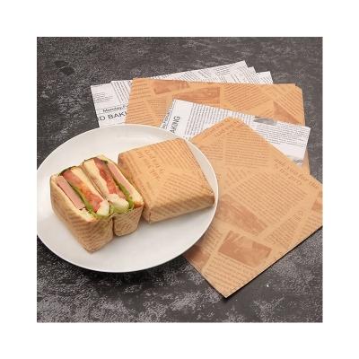 China China Factory Wholesale Printed Greaseproof Food Grade Wrapping Paper Custom Wax Paper For Fried Chicken Fries Snacks Desserts for sale