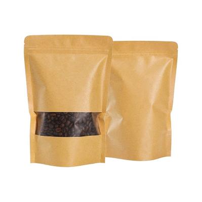 China Recyclable Online Customization Fast Shipping Kraft Paper Tea Coffee Snack Packaging Stand Up Food Ziplock Bags With Window for sale