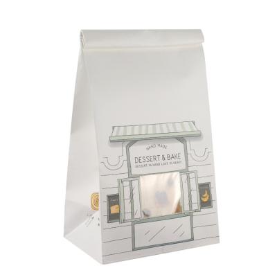 China Recyclable Disposable Greaseproof Food Grade Paper Bread Packaging Bag With Window for sale