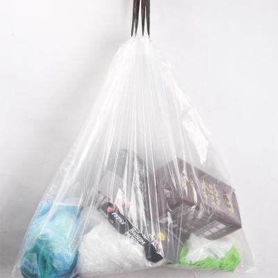 China 5-50 Micron Thickness PE Plastic Drawstring Trash Bag Roll for Clear Garbage Packaging for sale