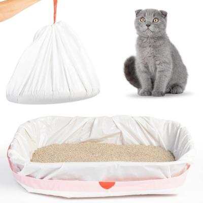 Cina Ordine personalizzato accettato Jumbo Kitty Litter Box Liners con chiusura a corda in beige in vendita