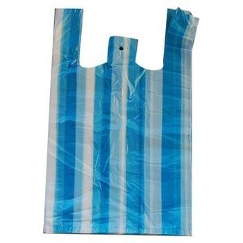 China Color Stripped T-Shirt Bags OK Compost Certified Shopping Bag Customized Size for sale