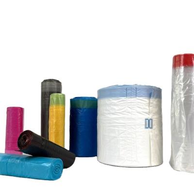 China 5-50 Micron HDPE Plastic Draw Tape Drawstring Dustbin Trash Sack Garbage Bag on Roll for sale