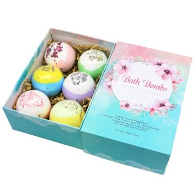 China Body Private Label Bath Salt Ball Custom Gift Set Organic Vegetarian Aromatherapy Shower Set Box Bath Salt Ball Bubble Bath Ball for sale