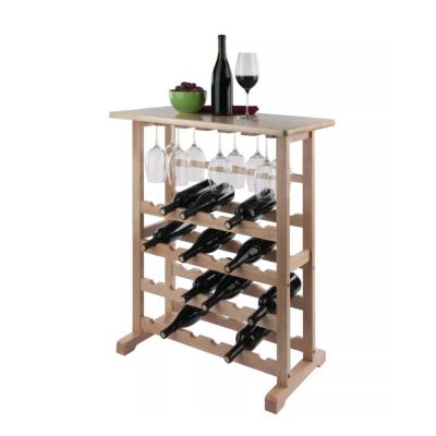 China Stocked 24 Bottles Pine Wood Wine Racks , Wooden Wall Mounted Display Wine Rack for sale