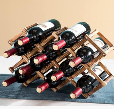 China Expandable Wooden Wine Storage Racks Wine Rack Holder Show Bourbon Whiskey Barrel Shelf Wine Rack for sale