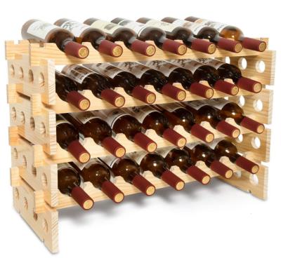 China Wooden Shelf Portable Wine Rack 28-Bottle Wine Organizer Countertop Wine Rack Expandable Bamboo Rack Bottle Storage Rack for sale