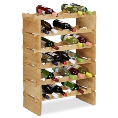 China Factory Wholesale Expandable Personal Handmade Rustic Wooden Brown Wine Bottle Rack for sale