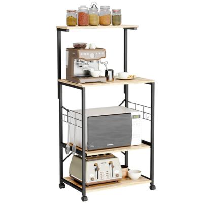 China Adjustable Kitchen 4 Tier (Height) Shelves Adjustable Oak Wood Storage Rack Rack Cabinet Organizer for sale