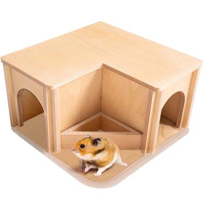 China Factory Direct Wooden Pet Small House Stocked Wooden Hamster Small Cage Can Be Customized for sale