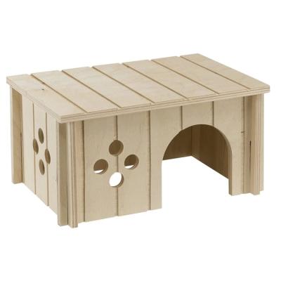 China Custom Stocked Pine Cottage Hamster Crafting Small Pet Nest Villa Wooden Flat Surface House for sale