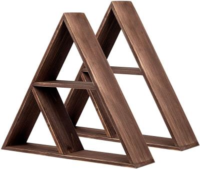 China Floating Wall Shelf Decor Floats Retro Triangle Ledges High Quality Minimalist Rustic Geometric Wooden Wall Hanging Shelf for sale