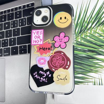 China Shockproof Gradient Black Graffiti Flower Suitable For iPhone13 iPhone78p Transparent Phone Case iPhone14pro Advanced Sense XR for sale