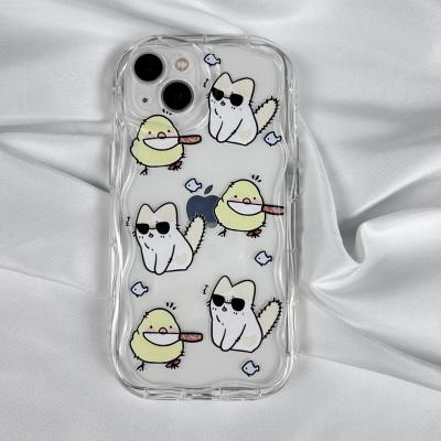 China Shockproof cute cat small yellow chicken suitable for iPhone14promax phone case iiPhone13 transparent soft shell xr female tide iPhone11 for sale