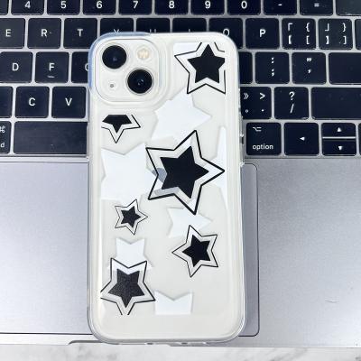 China Shockproof Black And White Starry Pentagon Suitable For iPhone14Promax Phone Case iPhone13 Soft Silicone Case Anti-drop Transparent iPhone XR for sale