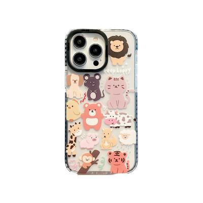 China Fullscreen INS shockproof wind animal small suitable iPhone14 to 11 cartoon iPhone13promax xr phone case iPhone12 silicone anti-fall for sale