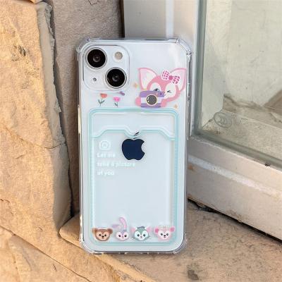 China Cartoon Shockproof Pink Fox Pluggable Card Suitable For iPhone14Pro Phone Case iPhone13/12pro Anti-fall XR Transparent Soft Case iPhone11 for sale