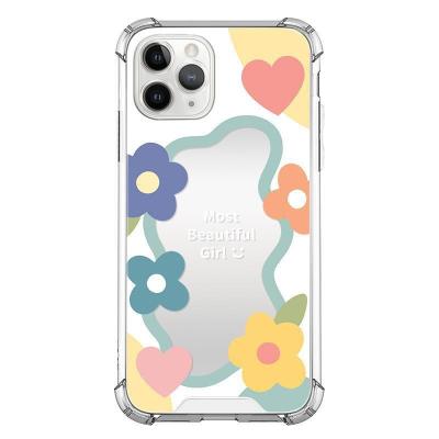 China Shockproof Ins Wrap Colorful Love Flowers Suitable For iPhone14Promax Mirror Phone Case iPhone13 Soft Edge Makeup Mirror iPhone11 XR for sale