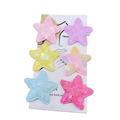 China Multicolor Sequin Star Five-pointed Bow Star Sequin Ornament Accessories Cloth Diy Cloth Hairpin Hair Accessories In Stock Wholesale for sale