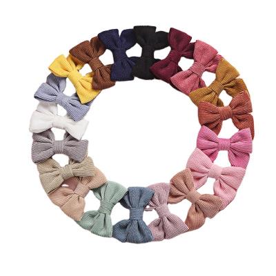 China Japan and Korean style INS hot children's hair accessories European and side clip girls new corduroy American bow barrettes per pair of hair clips for sale