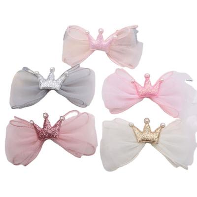 China Korean Fairy Princess Crown Super Hairpin Girl's Back Headdress Mesh Bow Barrettes Hair Accessories Japan And Korean Style Children for sale