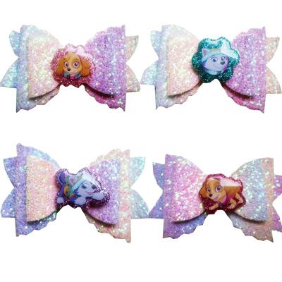 China European and American Puppy Children's Team Wangwang Style Bow Barrettes Side Clip Gradient Color Onion Powder Powder Hair Accessories He for sale