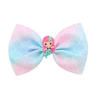 China European and American Korean Mermaid Cartoon Hair Accessories Baby Side Clip Press Clip Blow Clip Acrylic Children's Bow Style Acrylic Barrettes for sale