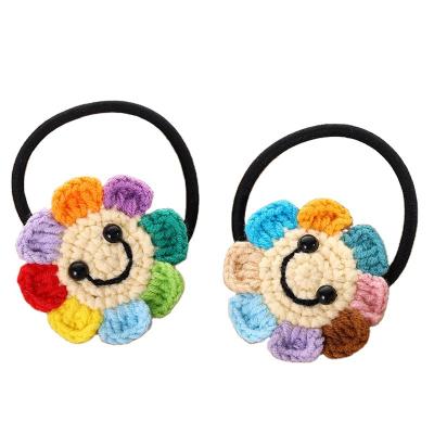 China Japan and Korean Style Women's Woolen Korean Style Flowers Finished Hair Accessories Handwoven Rope Hair Rope Hairband Flower Shaped Knitted Knitted Jewelr for sale