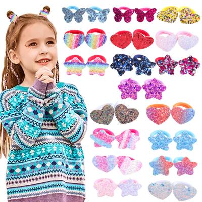 China Sequined headband of a new style elastic band towel girls rainbow gradient love five-pointed high elastic border European and American star for sale